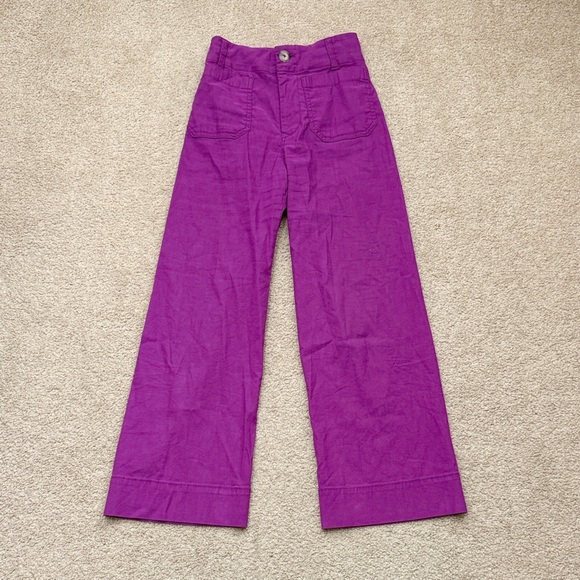 Maeve The Colette Cropped Wide Leg Vintage Inspired Linen Purple Pants Size 23 - Picture 3 of 10
